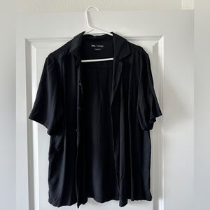 Zara Black woven button up shirt